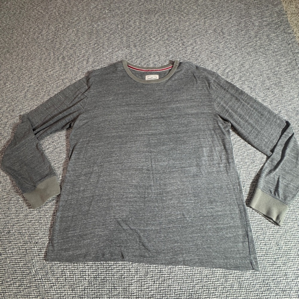 Greatland Mens Long Sleeve Crewneck T-Shirt Heather Gray Size L Made in USA